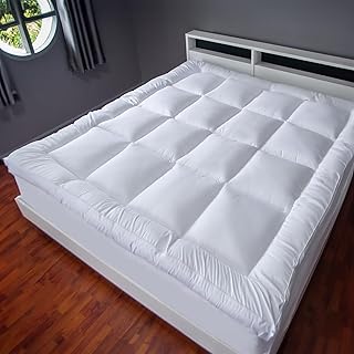 In House | Microfiber Mattress Topper 8 cm With Microfiber Filling and Rubber Corners Edges - 200 x 120 cm - White