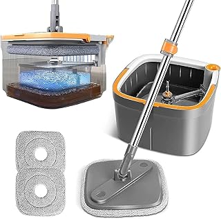 المفرج للأدوات المنزلية ممسحة دوارة من الألياف الدقيقة مع دلو، متعددة الألوان