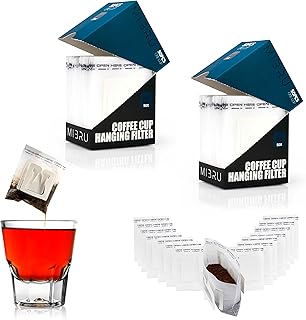 MIBRU Disposable Drip Coffee Filter Paper Bag Portable Hanging Ear Single Serve Hygienic Travel Camping Tea Tools اكياس تصفية الاعشاب والقهوة فلتر والشاي (White, 100)
