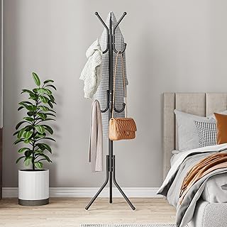 المفرج للأدوات المنزلية علاقة ملابس معدنية متعددة الوظائف مقاس 172×43 سم باللون الأسود