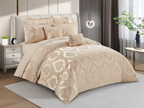 مفرش DIVA نفاس مفرد ونص 4 قطع - بيج ذهبي