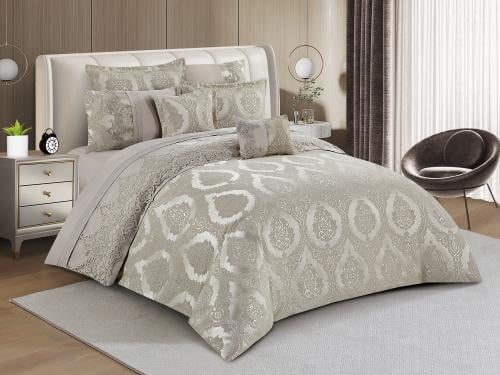 مفرش DIVA نفاس مفرد ونص 4 قطع - زيتي سيلفر