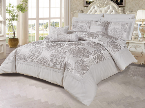 مفرش TALA فاخر مزدوج 9 قطع - رمادي فاتح